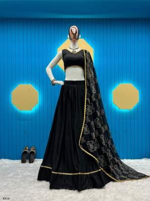Exclusive Black Fancy Santoon Lehenga Choli With 4 Mtr Flair