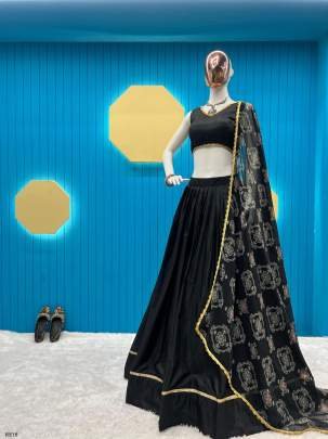 Exclusive Black Fancy Santoon Lehenga Choli With 4 Mtr Flair