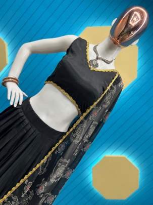 Exclusive Black Fancy Santoon Lehenga Choli With 4 Mtr Flair