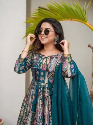 Exclusive Bottle Green Chinon Silk Suits Set With Gorgeous Dupatta