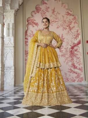 Exclusive Designer Embroidery With Mirror Work Peplum Suits With Skirt
