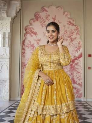 Exclusive Designer Embroidery With Mirror Work Peplum Suits With Skirt