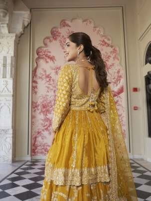 Exclusive Designer Embroidery With Mirror Work Peplum Suits With Skirt
