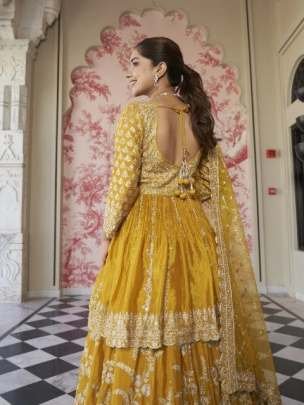 Exclusive Designer Embroidery With Mirror Work Peplum Suits With Skirt