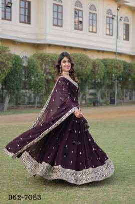 Exclusive Faux Blooming Coffee Lehenga Choli for Celebrations