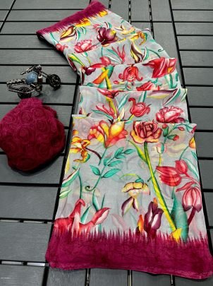 Exclusive Flower Printed Fancy saree