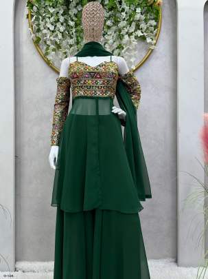 Exclusive Fox Georgette Mehendi Colour Palazzo Set