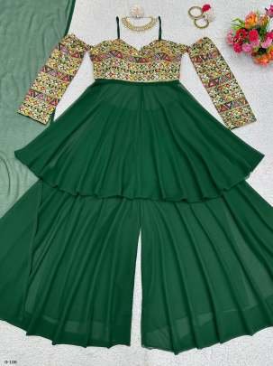 Exclusive Fox Georgette Mehendi Colour Palazzo Set
