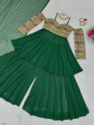 Exclusive Fox Georgette Mehendi Colour Palazzo Set