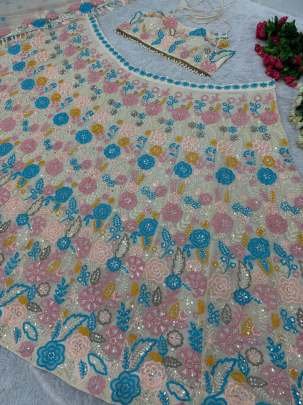 Exclusive Ladies Heavy Embroidery Work Faux Georgette Lehenga Choli With 3 MTR Flair