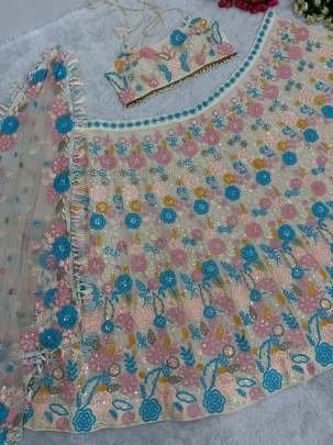 Exclusive Ladies Heavy Embroidery Work Faux Georgette Lehenga Choli With 3 MTR Flair