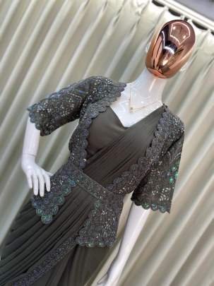 Exclusive Luxury Party Wear Ready To Wear Star Georgette Saree With Designer Koti