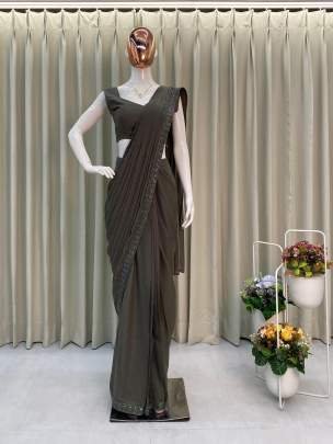 Exclusive Luxury Party Wear Ready To Wear Star Georgette Saree With Designer Koti