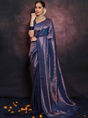 Exclusive Navy Blue Pure Silk Saree With Intricate Brocade Blouse