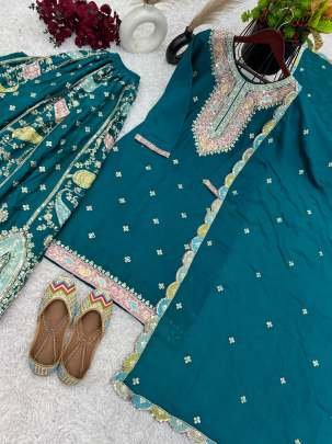 Exclusive New Heavy Chinon Silk Sharara Suit Set