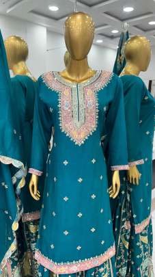 Exclusive New Heavy Chinon Silk Sharara Suit Set