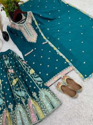 Exclusive New Heavy Chinon Silk Sharara Suit Set