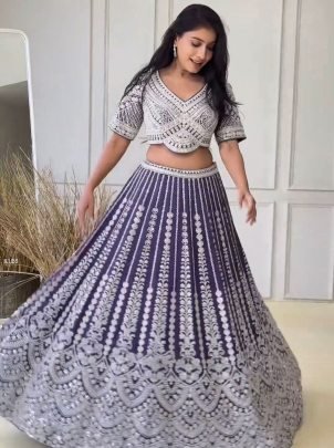 Exclusive New Lavender Foux Georgette Lehenga Set