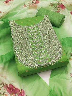 Exclusive Parrot Embroidery Work Santoon Dress Material