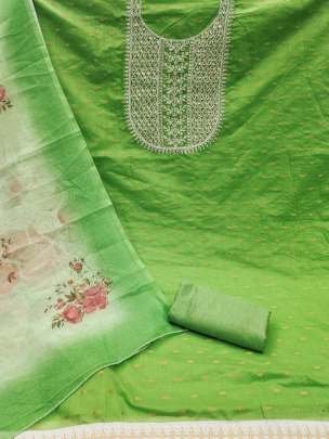 Exclusive Parrot Embroidery Work Santoon Dress Material