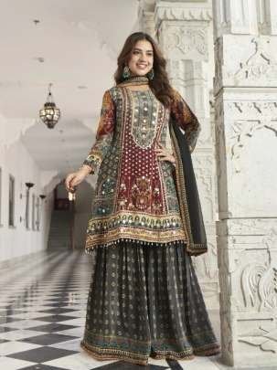 Exclusive Printed And Gota Patti Work Party Wear Sharara Suits By Lapink