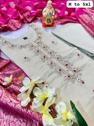 Exclusive Pure Handwork Muslin Silk Kurtis Set