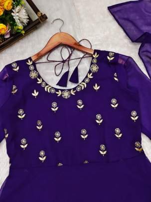 Exclusive Purple Chinnon Silk Anarkali Suit Set