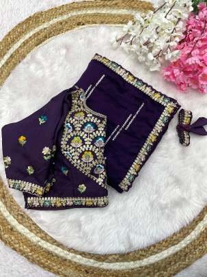Exclusive Purple Multi Work Natural Rangoli Silk Saree With Fancy Stitched Blouse