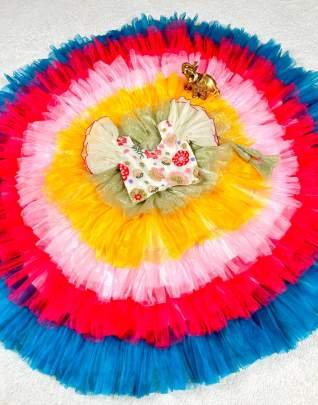 Exclusive Rainbow Shiny Nett Frill Lehenga Choli