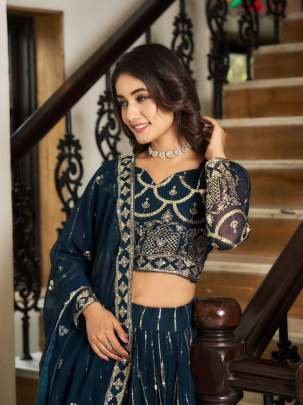 Exclusive Rama Heavy 5mm Sequence Work Georgette Lehenga Choli