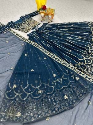 Exclusive Rama Heavy 5mm Sequence Work Georgette Lehenga Choli
