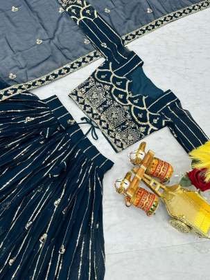 Exclusive Rama Heavy 5mm Sequence Work Georgette Lehenga Choli