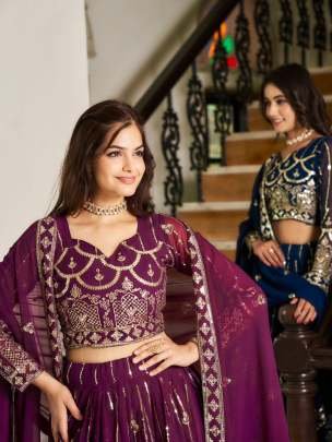 Exclusive Rama Heavy 5mm Sequence Work Georgette Lehenga Choli