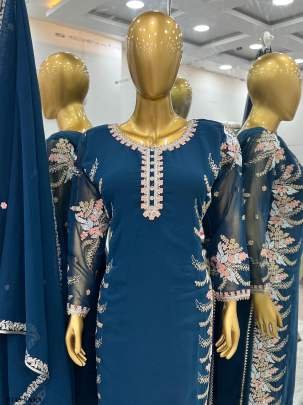 Exclusive Rama Party Wear Georgette Suits With Embroidery And Diamond Work