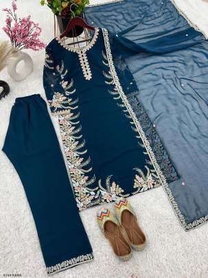 Exclusive Rama Party Wear Georgette Suits With Embroidery And Diamond Work