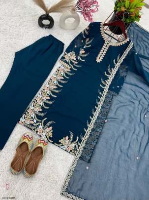 Exclusive Rama Party Wear Georgette Suits With Embroidery And Diamond Work