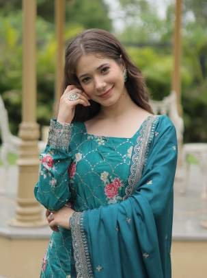 Exclusive Rama Wedding Designer Chinon Kurtis Palazo Set