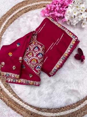 Exclusive Rani Multi Work Natural Rangoli Silk Saree With Stitched Blouse