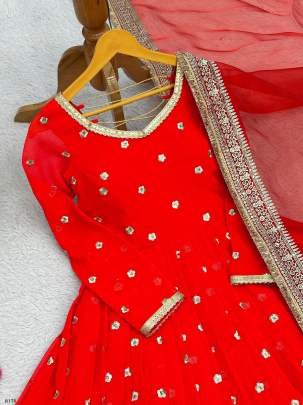 Exclusive Red Party Wear Georgette Gown