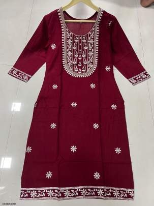 Exclusive Reyon Embroidered Work Maroon Kurti