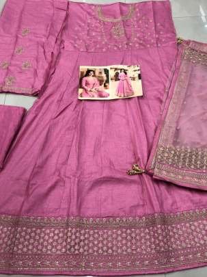 Exclusive Silk Pink Gowns With Net Dupatta