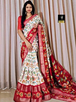 Exclusive Soft And Smooth Handloom Silk Saree With Both Side Marble Print Zari Border