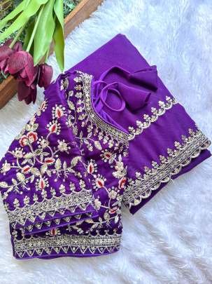 Exclusive Violet Colour Georgette Saree