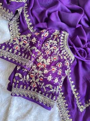 Exclusive Violet Colour Georgette Saree