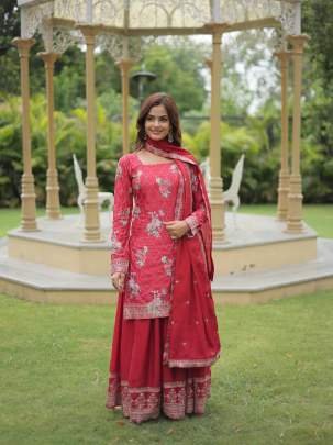 Exclusive Wedding Designer Chinon Kurtis Palazo Set