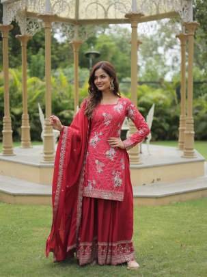 Exclusive Wedding Designer Chinon Kurtis Palazo Set