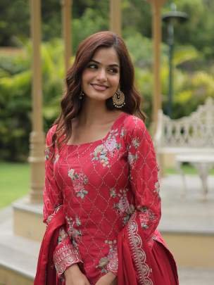 Exclusive Wedding Designer Chinon Kurtis Palazo Set