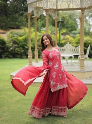 Exclusive Wedding Designer Chinon Kurtis Palazo Set