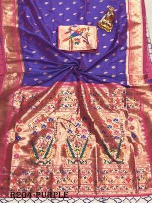 Exclusive Wedding Purple Banarasi Silk Paithani Saree