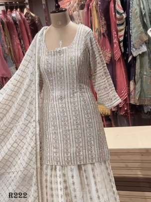 Exclusive White Wedding Georgette Sharara Suits